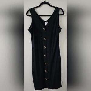 No Boundaries Black Midi Dress with Button Detail